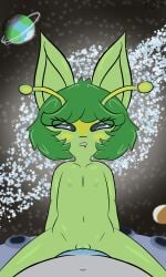 alien alien_humanoid animated antennae_(anatomy) anthro big_ears blue_body blush bodily_fluids closed_eyes cosmic_background drooling duo female female_on_top first_person_view flat_chested genital_fluids green_body green_eyes green_nipples grey_body hi_res humanoid league_of_legends loop lost_in_pleasure male male/female mii2sii moon nipples no_sound on_top open_mouth penetration planet pokesiimii riot_games saliva shooting_star siimii_(pokesiimii) size_difference tencent vaginal_fluids vaginal_penetration vaginal_penetration vex_(league_of_legends) vex_(lol) yordle