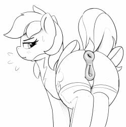 animal_genitalia animal_pussy anus ass closed_mouth cutie_mark dock dock_(anatomy) equid equine equine_genitalia equine_pussy female feral horse looking_back mane monochrome mythological_creature mythological_equine mythology pabbley pegasus pony pussy rainbow_dash_(mlp) tail wings