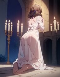 1girls ai_generated ass ass_focus from_behind milf on_knees oosuki_mamako praying rtxfus rtxfus34 see-through_clothing solo tsuujou_kougeki_ga_zentai_kougeki_de_ni-kai_kougeki_no_okaasan_wa_suki_desu_ka?