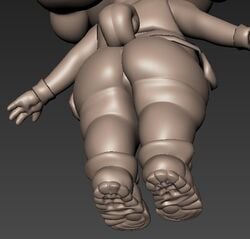 3d afro anthro ass ass_focus bubble_butt bulge canine chubby curled_tail cute daisy_dukes deep_navel footwear high_tops huge_thighs low-angle_view model pakobutt sneakers switch_(pakobutt) teapot thighhighs wide_hips