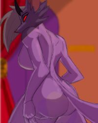 canine demon demon_girl demon_horns dog_girl female female_focus female_only hazbin_hotel hellhound naked naked_female nude nude_anthro nude_female purple_body purple_fur purple_hound_lady_(hazbin_hotel) someuser