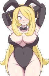 blonde_hair breasts cynthia_(pokemon) female female_only nintendo pokemon retori_tori solo