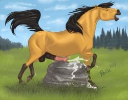 2018 anatomically_correct anatomically_correct_genitalia anatomically_correct_penis animal_genitalia animal_penis balls big_penis black_balls black_mane black_penis blue_sky bodily_fluids closed_eyes cum cum_on_ground cumshot dated dreamworks ejaculation equid equine equine_genitalia equine_penis erection feral feral_only flared_penis fur genital_fluids genitals grass hooves horse male male_feral mammal mane masturbation medial_ring open_mouth orgasm penile penile_masturbation penis pink_penis plant quadruped rock rufciu side_view sky solo spirit:_stallion_of_the_cimarron spirit_(cimarron) tan_body tan_fur tree unguligrade vein veiny_penis