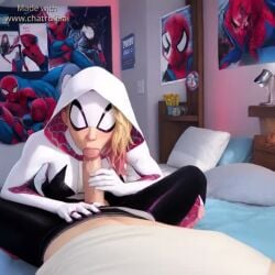 ai_generated blowjob deepthroat eye_contact fellatio huge_cock male/female no_sound oral oral_sex penis pov pov_male spider_gwen sucking sucking_penis tagme video