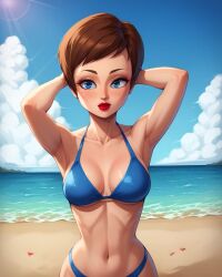 ai_generated beach blue_bikini blue_swimsuit dreamworks female jc-legacy megamind roxanne_ritchi tagme