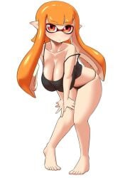 big_breasts inkling inkling_girl kaori_(splatoon) nintendo nobunagapero orange_hair splatoon