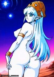 aeos agios ai_generated aios aiosu blue_body blue_eyes blue_hair divinity_essence dragon_ball dragon_ball_heroes goddess ladyaeos perfect_body pointy_ears super_dragon_ball_heroes supreme_kai_of_time time_power_unleashed_form