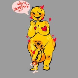 1girls apple_inc. balls blush breasts chubby cum emoji emoji_(race) female futa_only futanari heart huge_cock nude pasties penis rotten_meaty wide_hips yellow_body yellow_skin