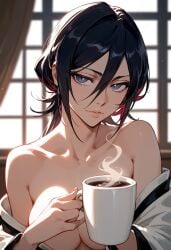 ai_generated bleach coffee cup kuchiki_rukia nude sensual