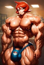 abs ai_generated arezu_(pokemon) armpit_hair bulge chest_hair extreme_muscles futanari genderswap_(ftm) hairy_armpits hairy_arms hairy_chest hyper_muscles male male_only muscular muscular_futanari muscular_male pokemon rule_63 sewoh solo