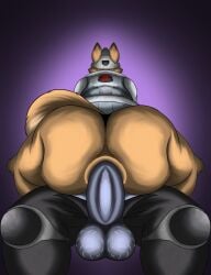 anal anal_sex anthro anus ass balls big_butt body_hair butt_focus canid canine canis clothed clothing duo fox fox_mccloud genitals hairy_balls hi_res male male/male male_penetrated male_penetrating male_penetrating_male mammal nintendo partially_clothed penetration penis sex slightly_chubby star_fox sunflower_fox thick_thighs wolf wolf_o'donnell