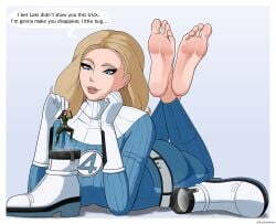 2026 actress barefeet barefoot big_feet celebrity dialogue fantastic_four fantastic_four:_first_steps feet female female_only foot_fetish giantess human invisible_woman invisible_woman_(first_steps) light-skinned_female mantis_(marvel) mantis_(marvel_rivals) marvel marvel_rivals micro real_person scent shrunken_female size_difference smell smelly_shoes steamy steamy_shoes sue_storm text vanessa_kirby zeezeedraws