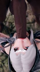 1boy 1boy1girl 1girls 3d alternate_costume alternate_hair_color armor armored_female balls ballsack big_balls big_penis blowjob blue_eyes dark-skinned_male dark_skin female interracial irelia_xan large_penis league_of_legends light-skinned_female light_skin lips looking_at_viewer male on_knees oral oral_sex outdoors outside outside_sex penis penis_in_mouth riot_games sucking sucking_penis taikakettu twitter_link veiny_penis white_hair