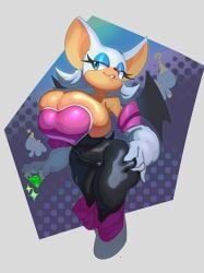 2d ass_focus breasts chao_(sonic) chaos_emerald curvy_female mobian mobian_(species) mobian_bat rouge_the_bat sega sonic_(series) sonic_adventure_2 sonic_the_hedgehog_(series)