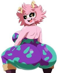 ass ass_shake big_ass dat_ass female happy hero_outfit_(mha) large_ass mechspazer mina_ashido my_hero_academia pink_hair pink_skin solo twerking