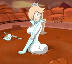 ass bodysuit bone_dry_ruins female female_only hefess jpeg mario_(series) mario_kart mario_kart_8 mud nintendo princess_rosalina quicksand solo super_mario_galaxy tagme