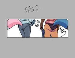 2girls ass brand_new_animal female female_only high5art leggings michiru_kagemori multiple_girls nazuna_hiwatashi panties tagme undressing