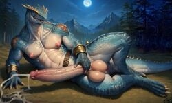 1boy abs ai_generated anthro anus balls big_balls big_muscles big_nipples big_penis blue_body blue_scales booster_rex cum cumming cumshot daddy erect_nipples erect_penis erection furry gay huge_balls huge_cock lizard lizardman_(warhammer_fantasy) male male_only masturbating moon muscles muscular muscular_anthro muscular_male nipples penis reptile scalie total_war:_warhammer veiny_penis yaoi yiff