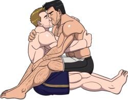 animated blonde_hair clint_barton gay hawkeye male/male marvel marvel_comics original_character tongue_sucking