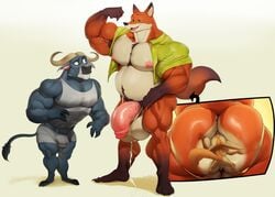 anus ass balls big_ass big_balls big_penis bovine buffalo canine chief_bogo clothing cum cum_through_clothes disney fennec finnick flaccid fox giant_male jockstrap justmegabenewell macro_male male male_only mammal micro_male micro_on_ass micro_on_macro muscles muscular nick_wilde nipples pecs penis rimming shirt underwear zootopia