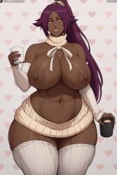 1girls ai_generated areolae armwear ass big_ass big_breasts bleach bleach:_the_thousand-year_blood_war bowtie cute dark-skinned_female dark_skin dat_ass daulawkins fat_ass female heart high_resolution huge_ass large_breasts legwear milf navel nipples pussy shihouin_yoruichi solo sweater thick_ass thick_thighs thighs thunder_thighs voluptuous voluptuous_female wholesome