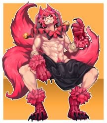 fox_ears fox_tail jester jester_hat kitsune male partially_clothed scribblesquab towel virtual_youtuber vtuber