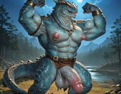 1boy abs ai_generated anthro anus armpits ass ass_focus balls big_balls big_muscles big_nipples big_penis blue_body blue_scales booster_rex daddy erect_nipples erect_penis erection furry gay huge_balls huge_cock lizard lizardman_(warhammer_fantasy) moon muscles muscular muscular_anthro muscular_male nipples penis reptile scalie total_war:_warhammer veiny_penis yaoi yiff