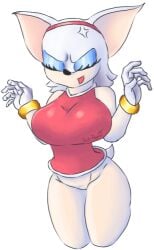 2d amy_rose_(cosplay) annoyed_expression mobian mobian_(species) mobian_bat rouge_rose rouge_the_bat sega small_dress sonic_(series) sonic_adventure_2 sonic_the_hedgehog_(series) thighs without_panties