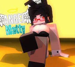 3d angel-matty animated ashley_succubi big_breasts female glasses minecraft playboy_bunny rabbit_girl stockings succubus tagme wink winking_at_viewer