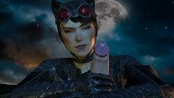 3d animated batman:_arkham_knight batman_(series) bodysuit catwoman clothed dc dc_comics female goggles handjob male no_sound penis pov sfmarvel straight uncut video