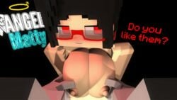 3d angel-matty angelmatty animated ashley_succubi big_breasts breasts character commission female glasses mine-imator minecraft point_of_view pov red_eyes succubus tagme tape