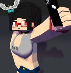 3d angel-matty angelmatty ashley_succubi big_breasts character commission female glasses mine-imator minecraft red_eyes selfie succubus tagme