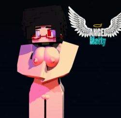 3d angel-matty angelmatty animated ashley_succubi big_breasts character commission female glasses mine-imator minecraft nude red_eyes solo succubus tagme