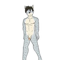 1:1 abs anthro balls circumcised felid flaccid fuze hi_res humanoid_penis male male_only mammal navel nipples nude pantherine penis simple_background snow_leopard solo viktor_(fuze) white_background