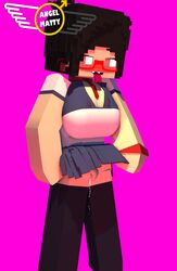 1girls 3d angel-matty angelmatty ashley_succubi big_breasts character commission female glasses mine-imator minecraft no_panties pussy_juice pussy_squirt red_eyes school_uniform student succubus tagme