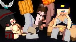 3boys 3d 3girls angel-matty ashley_succubi big_breasts black_background black_hair blonde_hair brown_hair cindy_naughty female half-dressed halloween human lizzy_(minecraft) male minecraft oral_penetration orgy pumpkins rape sex straight succubus vaginal_penetration