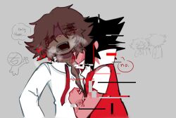 bite_marks doodle glitchy_red hypnos_lullaby mike_(strangled_red) neck_licking strangled_red unbuttoning_shirt