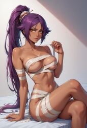 1girls ai_generated big_breasts bleach dark_skin deviantart female female_only large_breasts lxlbanner nude shihouin_yoruichi solo