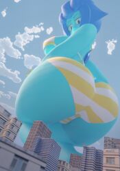 1girls 3d 3d_(artwork) ass big_ass big_breasts big_butt blue_hair blue_skin bottopbot2 breasts butt cartoon_network female female_focus female_only gem_(species) giantess giga_giantess lapis_lazuli_(gem) lapis_lazuli_(steven_universe) solo solo_female solo_focus steven_universe swimsuit swimwear