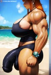 ai_generated areola areola_slip areolae areolae_slip arm_hair armpit_hair beach body_hair breasts bulge covered_nipples dark_nipples futa_only futanari gloopai hairy hairy_arms hairy_legs head_out_of_frame huge_breasts huge_nipples large_areolae large_bulge leg_hair muscular muscular_futanari nai_diffusion nami nipple_bulge nipples_visible_through_clothing one_piece orange_hair penis penis_bulge post-timeskip pubic_hair stain standing sweat sweatdrop sweating tan_body tan_skin tanline tanned tanned_skin testicles veiny_penis