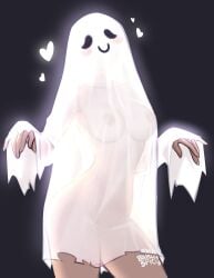 2d bedsheet_ghost blushypixy blushyspicy breasts ghost_costume oc original original_character see-through sheet_ghost underwear