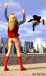 ass assisted_exposure bare-faced-cheek bottomless dc dc_comics female kara_danvers kara_zor-el kara_zor-l karen_starr power_girl supergirl superhero superhero_costume superheroine