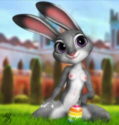 3d barely_visible_genitalia breasts claws disney easter egg female fur holidays judy_hopps mammal navel nipples nude small_breasts solo solo_female thirteeenth zootopia