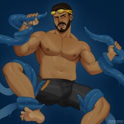 anal beard chubby_male dead_by_daylight garbancobean gay gay_anal gay_sex jonah_vasquez resisting shirtless tentacle tentacle_masturbation tentacle_on_male