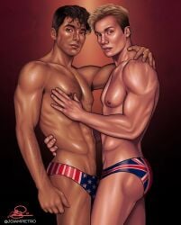 2boys abs actor alex_claremont-diaz american_flag_speedo ass biceps biracial_male black_hair blonde_hair caucasian caucasian_male celebrity flag_speedo hispanic hispanic_male in_character jgiampietro latino looking_at_viewer male male_only middle_eastern middle_eastern_male muscles muscular muscular_male navel nicholas_galitzine prince_henry_fox-mountchristen-windsor red,_white_&_royal_blue_(2023) short_hair speedo speedos taylor_zakhar_perez topless_male union_jack_speedo