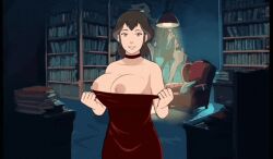 1girls 2d animated avatar_legends big_breasts breasts_out female four_elements_trainer game_cg mity pema swinging_breasts the_legend_of_korra