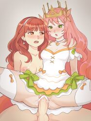 1futa 1girls alternate_costume alternate_hair_color areolae ass_visible_through_thighs balls bangs bare_arms bare_thighs bellfonts big_penis breasts celica_(fire_emblem) celine_(fire_emblem) cleavage completely_nude cum cum_in_pussy cum_inside dress duo earrings erection female fire_emblem fire_emblem_echoes:_shadows_of_valentia fire_emblem_engage futa_on_female futanari green_eyes human light-skinned_female light-skinned_futanari light_skin long_hair medium_breasts nintendo nipples no_panties nude nude_female open_mouth orange_eyes orange_hair penis pink_hair pussy royalty sex short_sleeves sitting small_breasts spread_legs thick_thighs thighhighs thighs tiara vaginal_penetration very_long_hair