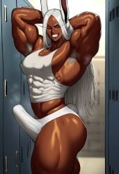 ai_generated ambush_(trap) armpit_hair armpits bicep bulge erection erection_under_clothes gloopai grin locker_room looking_at_viewer looking_back male male_focus male_only male_underwear miruko muscles muscular muscular_arms muscular_male my_hero_academia nai_diffusion penis penis_bulge rule_63 smile smirk smug solo solo_focus solo_male steam steaming_body sweat sweatdrop sweating underwear vein veins veiny veiny_arms veiny_muscles white_shirt white_underwear