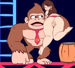 1boy 1girls animated anus ass barefoot damsel_in_distress donkey_kong donkey_kong_(arcade) donkey_kong_(series) earrings female looking_at_viewer looking_back male mario_(series) nintendo pauline pussy scruffmuhgruff toes