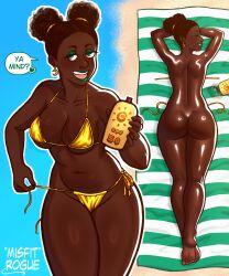 ass beach bikini bikini_bottom bikini_top dark-skinned_female dark_skin jenny_(misfitrogue242) misfitrogue242